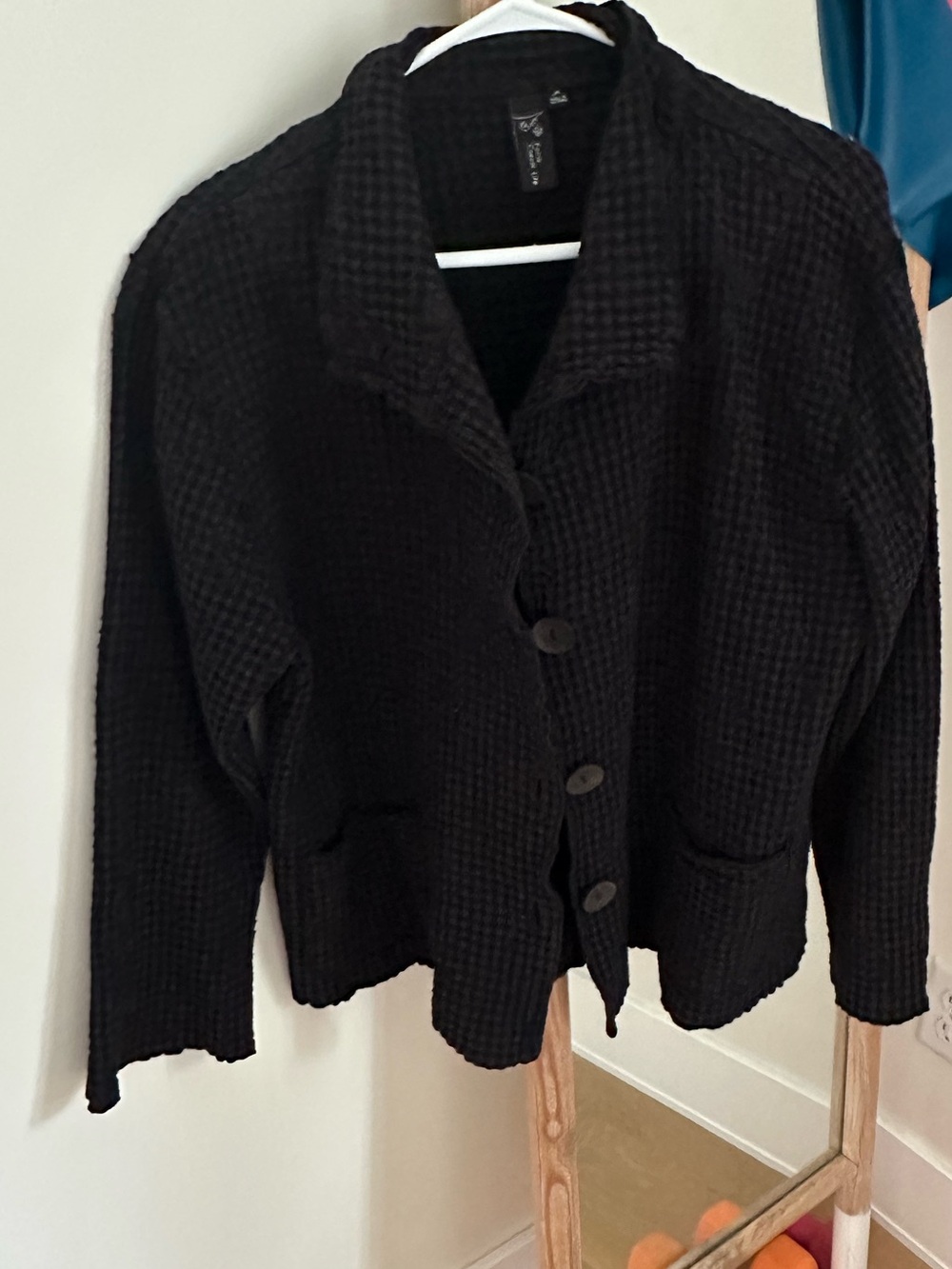 Focus Casual Life 100% cotton Black Textured Button-Front Women's Jacket